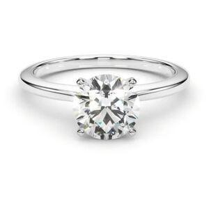 Diamond solitaire engagement ring  2-carats sterling silver band